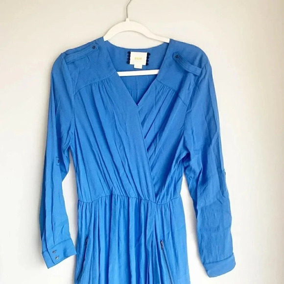 Anthropologie Maeve Size small  Blue Lene Crepe Faux Wrap Dress - Picture 2 of 6